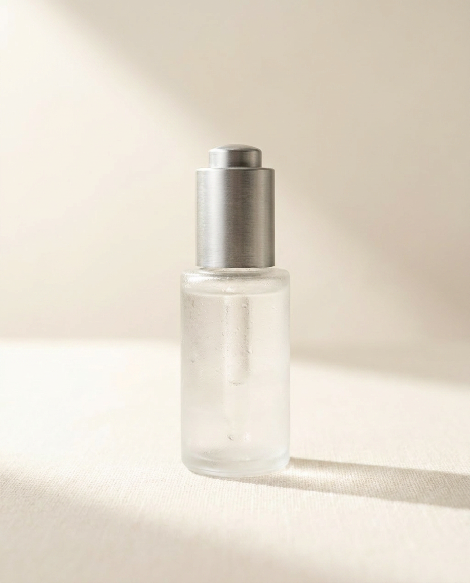 Peptide Serum, bright morning light on warm porcelain